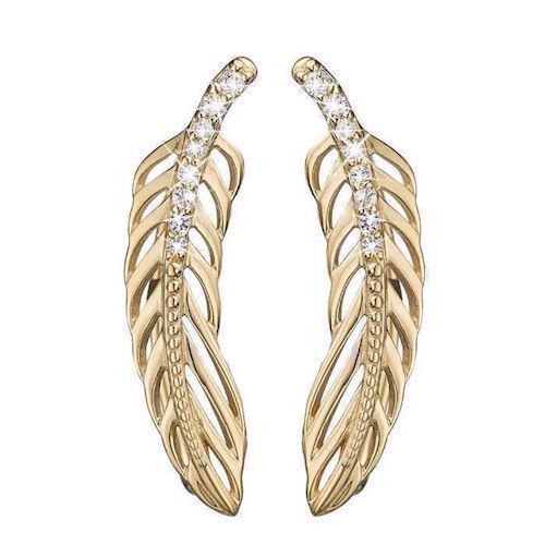 Christina Collect Gold-plated Topaz Feather Feather with 10 glittering Topaz as beautiful earring crawlers, model 672-G07