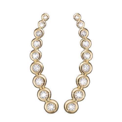 Christina Collect Gold-plated Topaz Snow Ball Earring with 18 glittering white Topaz on row, model 672-G09