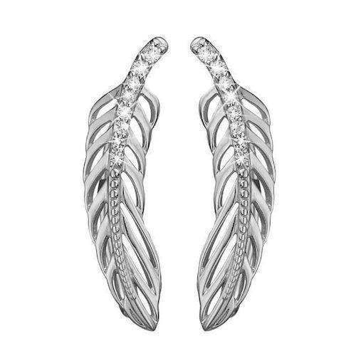 Christina Collect 925 Sterling Silver Topaz Feather Feather with 10 glittering topaz as beautiful earwires, model 672-S07
