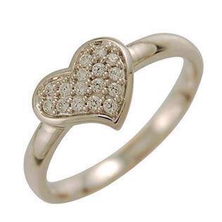 Silver heart ring in rhodium plated with zircons from Blicherfuglsang, size 53