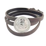 Midnight leather bracelet from Blicherfuglsang with silver medallion
