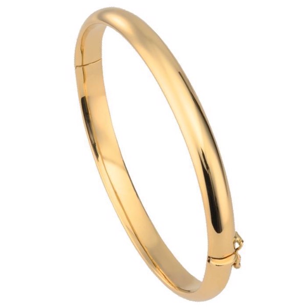 BNH Ladies shiny 8 carat bangle Classic (hollow) in width 5 mm and diameter of 6.5 cm