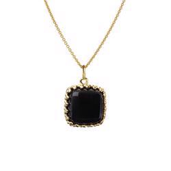 Carré gold plated silver pendant with square black agat