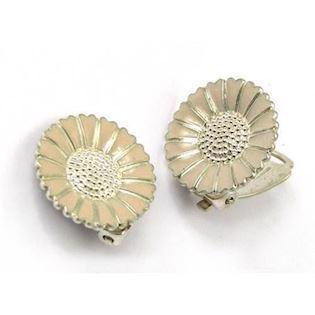 18 mm Marguerite ear clip in beige with silver*