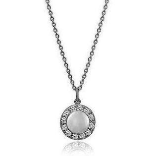 Daisy 925 sterling silver Necklace black rhodium plated