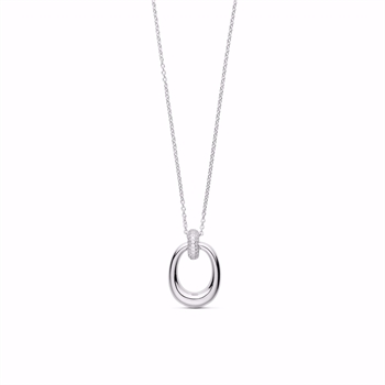 Guld & Sølv Design hängsmycke i rhodinerat silver med zirkonia och kedja 45 cm