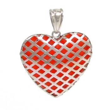 Orange luminescent silver heart pendant