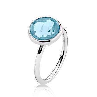 Izabel Camille Prima Donna 925 sterling silver finger ring with blue aquamarine, only size 56