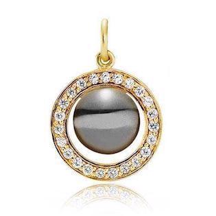 Grace Kelly A5153G-Grey, Gold plated pendant with zirconia and pearl from Izabel Camille