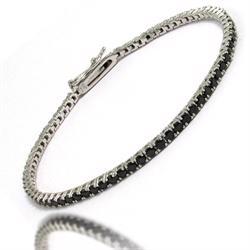 Sterling silver bracelet with 4,0 mm black zirkonia, 19 cm