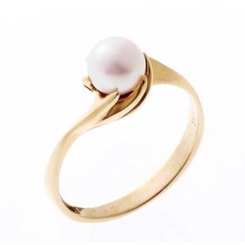 Lund Clock 8 kt. Gold finger ring shiny - 5,5 - 6,0 mm cultured pearl