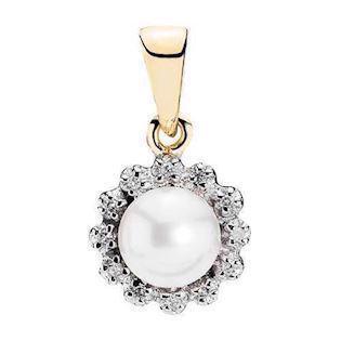 Lund 8 ct Gold Pearl Pendant Blank with Diamonds ,model 308122-0,008