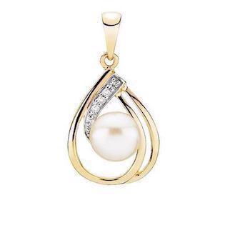 8 carat pendant, open drop with pearl and diamonds from Lund Copenhagen
