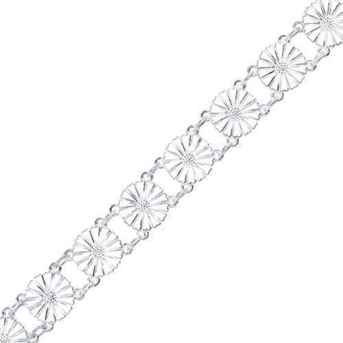 Lund Marguerite bracelet in silver with white enameled 11.0 mm flowers