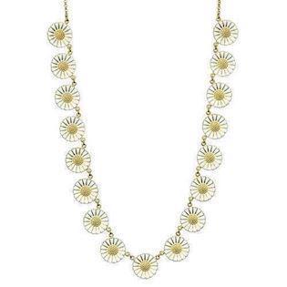 Lund Marguerite 17x18 mm 925 sterling silver Necklace gold plated with white enamel, model 902018-17-M