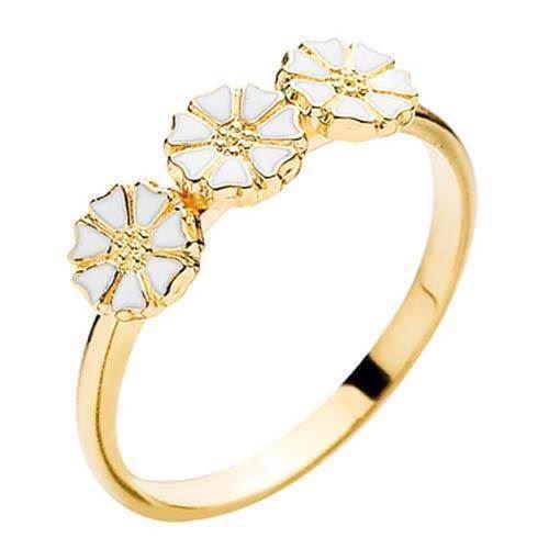 3x 5mm gold plated silver daisy finger ring from Lund Copenhagen