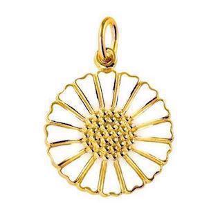 18 mm 925 silver Marguerite pendant white w/gold plated from Lund of Copenhagen