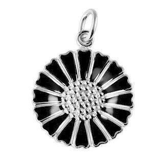 18 mm 925 silver Marguerite pendant black w/silver from Lund of Copenhagen