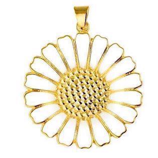 25 mm 925 silver Marguerite pendant white w/gold plated from Lund of Copenhagen