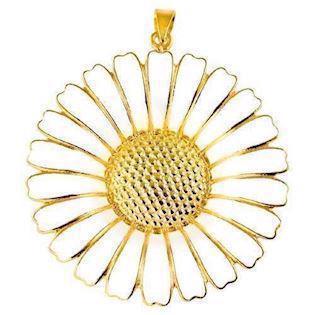 43 mm 925 silver Marguerite pendant white w/ gold plating from Lund of Copenhagen*