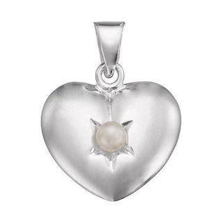 Lund 925 Sterling silver Heart pendant with pearl, 14 mm