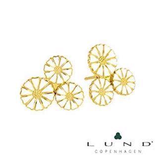 Lund 3 flower 7,5 and 9,0 mm Marguerite studs silver plated w/white enamel
