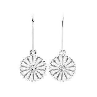 11 mm 925 silver Marguerite earrings in white w/silver from Lund of Copenhagen