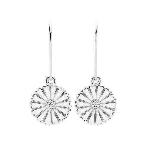 11 mm 925 silver Marguerite earrings in white w/silver from Lund of Copenhagen