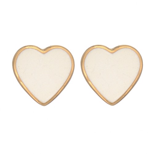 Poesi heart earrings by Lund Copenhagen with white enamel