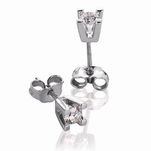 Classic Solitaire jewellery set with diamonds in 14 carat yellow and white gold