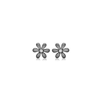 Eleganta blomörhängen i oxiderat silver