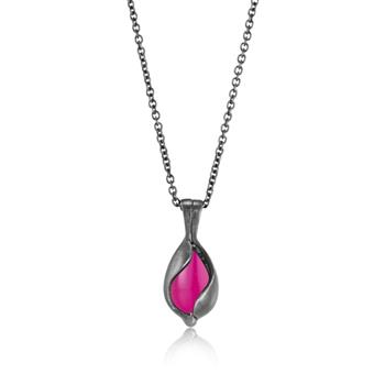 Lille oxideret Smykke Æg med Pink Onyx, från Blicher Fuglsang