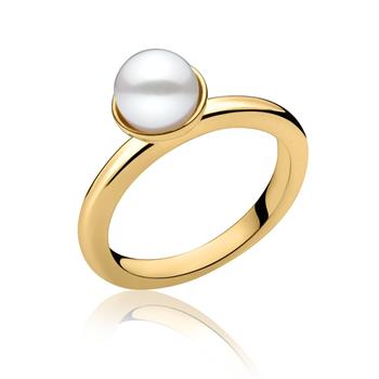 Samlering i guldbelagt sølv med ferskvandsperle, från Blicher Fuglsang