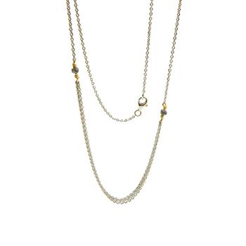 Necklace - Rhodium/Goldplated w.Antracit Raw Diamonds 42cm, från San - Links of Joy