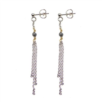 Earrings - Rhodium/Goldplated w.Antracit Raw Diamonds Rhodineret pr.par, från San - Links of Joy