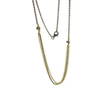 Necklace - Goldplated/Black Rhodium w.Antracit Raw Diamonds 42cm, från San - Links of Joy