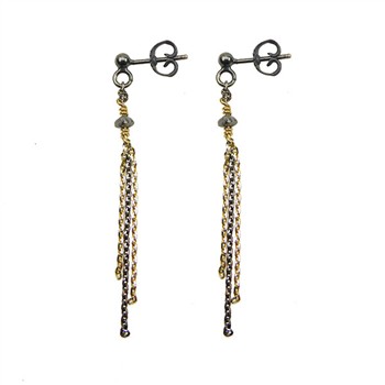 Earrings - Goldplated/Black Rhodium w.Antracit Raw Diamonds Sort rhodineret/forgyldt pr.par, från San - Links of Joy