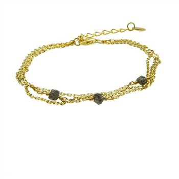 Bracelet - Goldplated w. Antracit Raw Diamonds 16+4cm, från San - Links of Joy