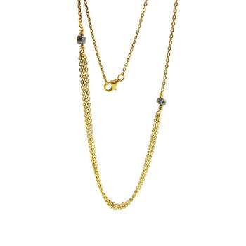 Necklace - Goldplated w.Antracit Raw Diamonds 42cm, från San - Links of Joy