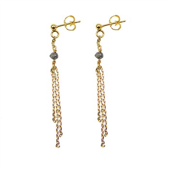 Earrings - Goldplated w.Antracit Raw Diamonds Forgyldt pr.par, från San - Links of Joy