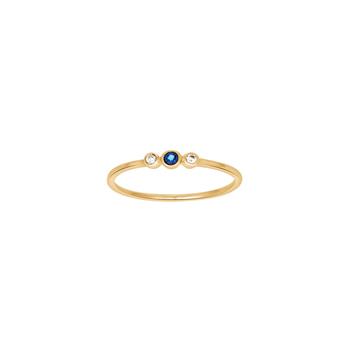 14kt. guldring m/safir og dia. 0.03ct W/SI, från Siersbøl