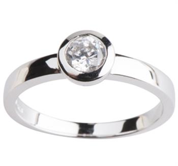 Sølv Damering m/ syn zirkonia Str.52, från Siersbøl