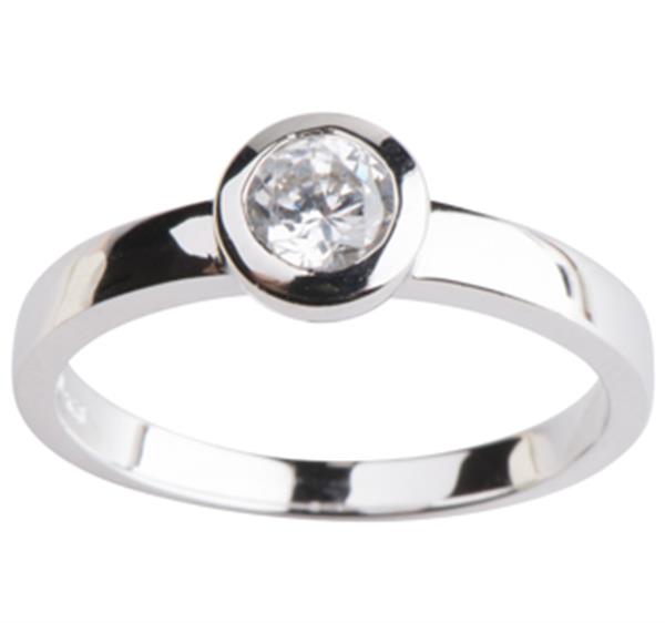 Sølv Damering m/ syn zirkonia Str.52, från Siersbøl