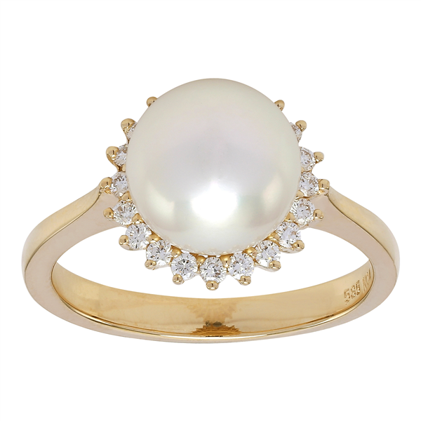 14kt. guld ring med 0,23ct. TW/SI og fvkp 9mm, från Siersbøl