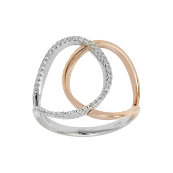 14kt. hvid- og rosaguld ring m. 0,200ct. w/si, från Siersbøl