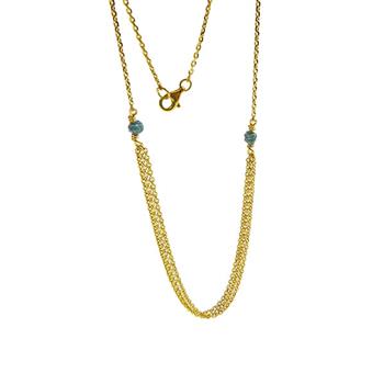 Necklace - Goldplated w. blue-green Raw Diamonds 42cm, från San - Links of Joy