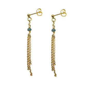Earrings - Goldplated w. blue-green Raw Diamonds Forgyldt pr.par, från San - Links of Joy