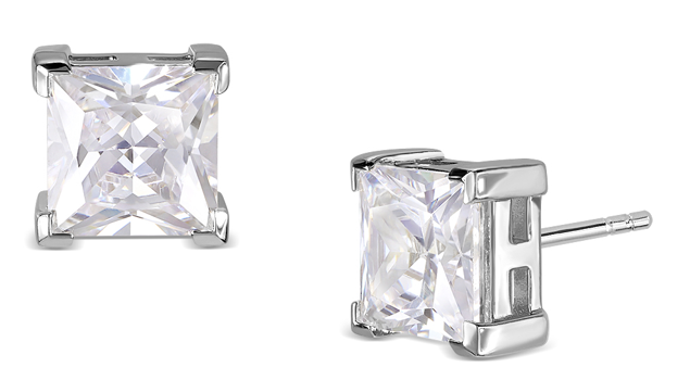 Ørestik sølv rhodineret firkantet zirkonia 6x6 mm, från L&G