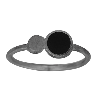 Ox. sølv ring BLACK52 11mm Str.50, från Nordahl