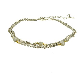 Bracelet - Rhodium/Goldplated  w. grey Raw Diamonds 16+4cm, från San - Links of Joy